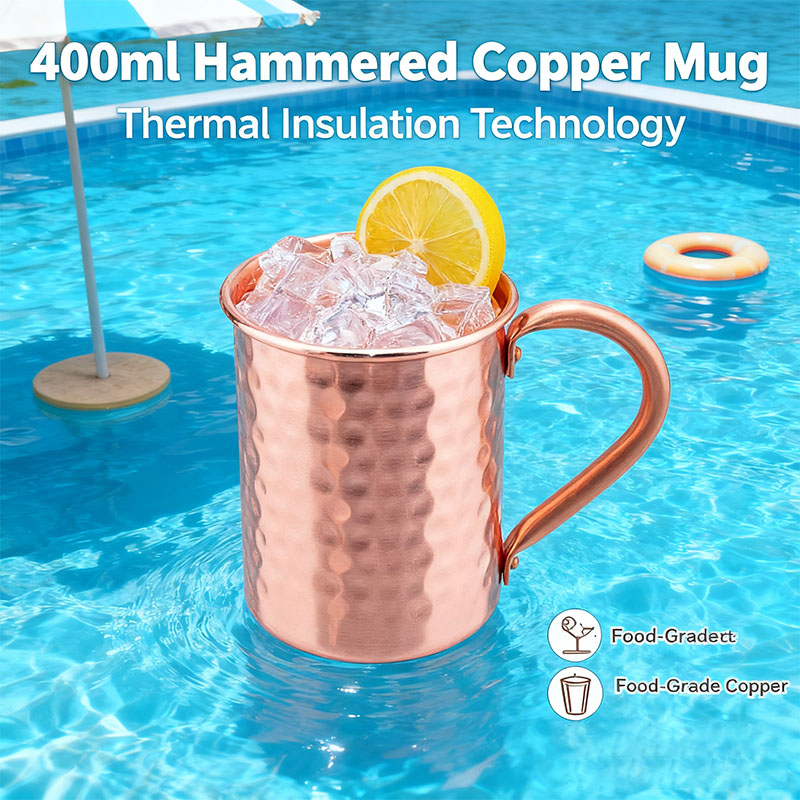 Mule Copper Mug - 新品100%銅製カップ 純銅製 モスクワミュール用ピュアカッパーマグカップ型 400ml カクテルカップ ビール
