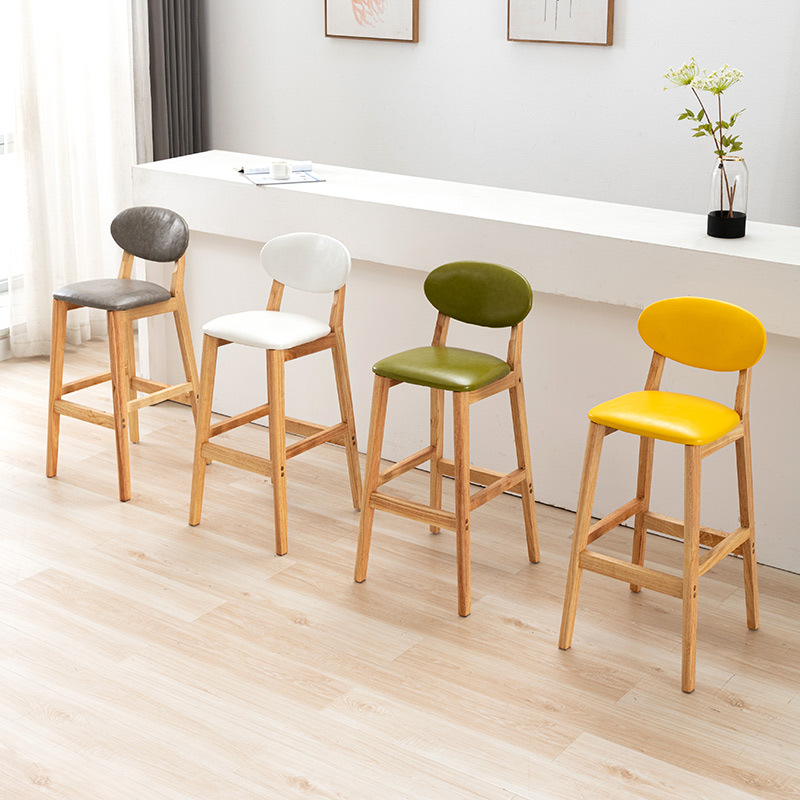 Home Bar Stools - シンプルな無垢材のバーチェア、ダイニングチェア、レストランのスツール、ホームバースツール、フロントデスクのスツール、バーの背もたれ、レジャーチェア