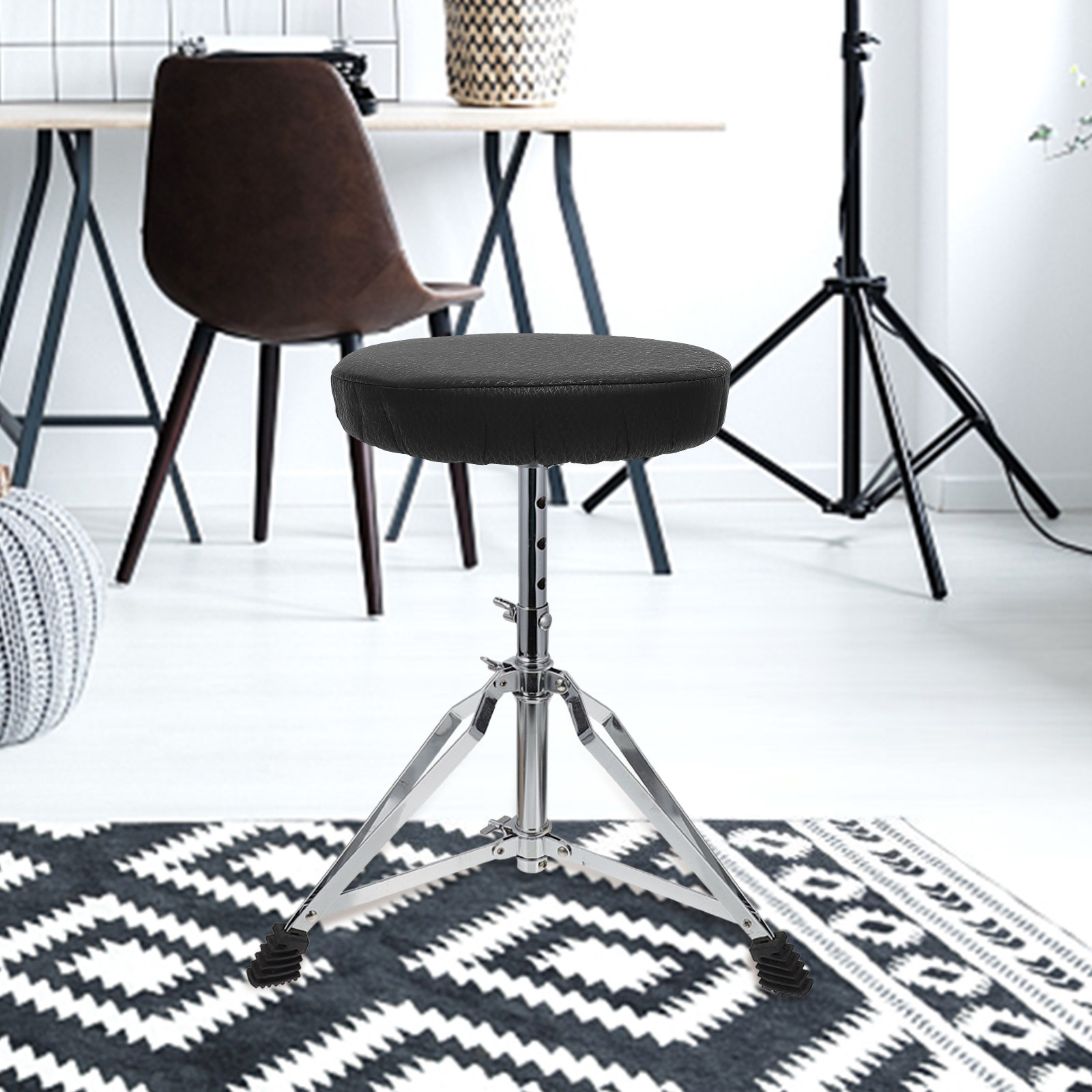 Home Bar Stools - 丸型スツールカバー ブラック 伸縮性 厚手 バースツールシートクッション 滑り止め