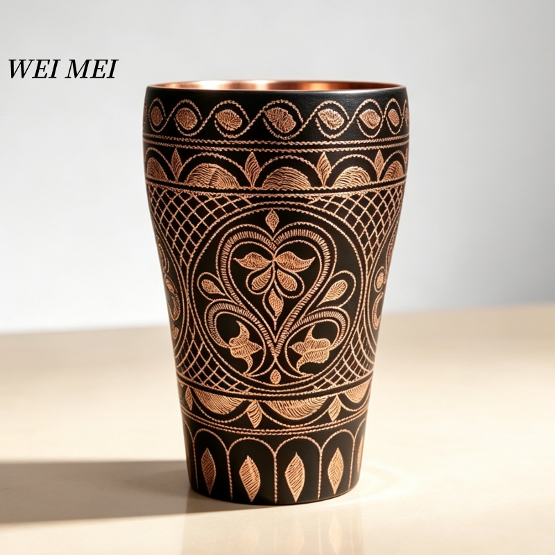 Mule Copper Mug - 手作りの銅製朝食コーヒーカップ、パターンランダムユニークな友人へのギフト、モスクワウォーターマル300mlジュースマグ、ティーカップ食器