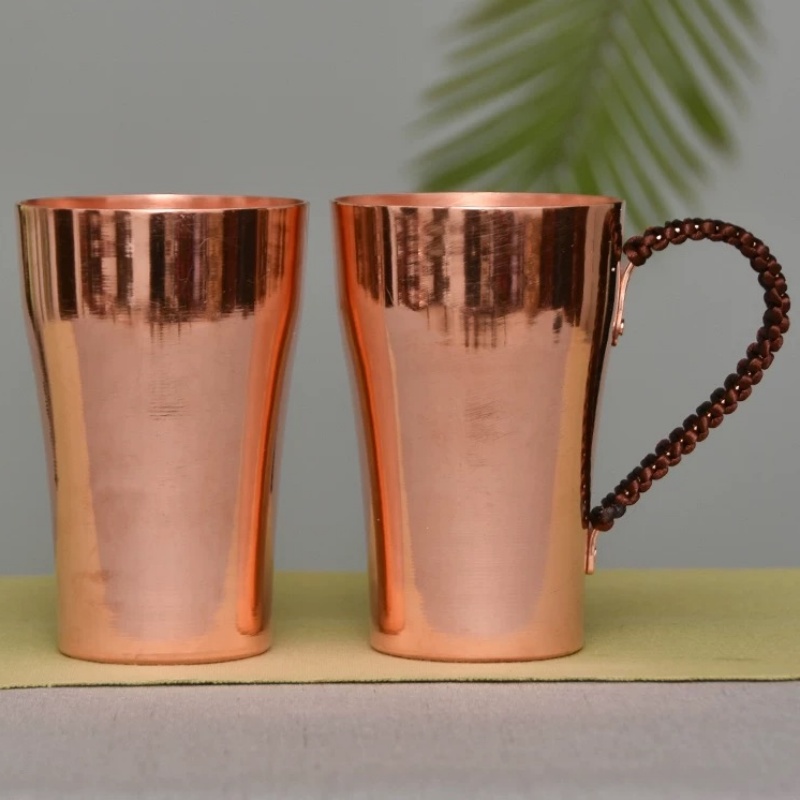 Mule Copper Mug - 手作り純銅ビールミルクマグ織りハンドル増粘水モスコミュール 400 ミリリットルカップデザートカフェ箸置きカップルギフト