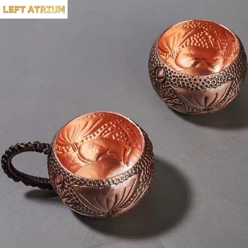 純銅製コーヒーマグ、手彫り花柄織りハンドル付き100mlモス - Mule Copper Mug のレビューと価格
