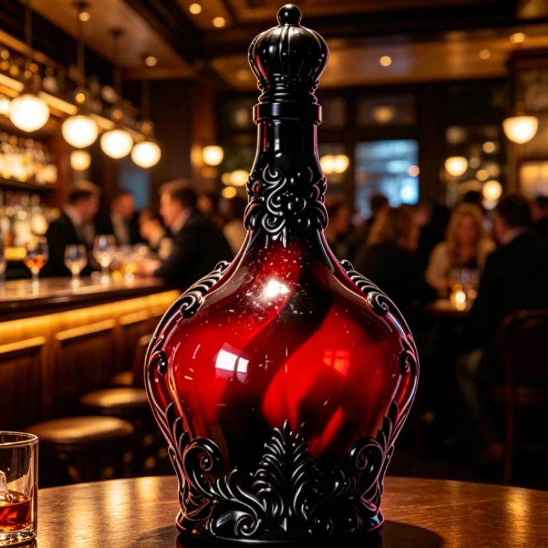 華やかなエンボス加工のクラウンガラスデカンター、ゴシックスタ - Home Bar Shelves のレビューと価格