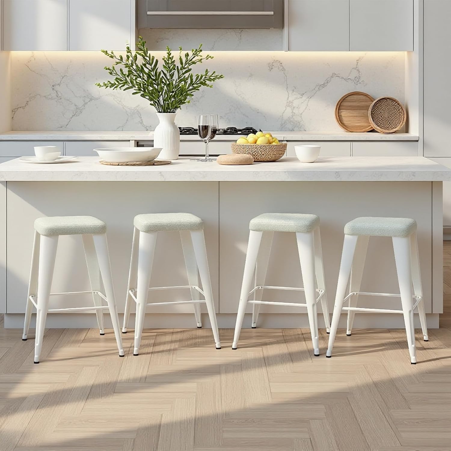 バースツール4脚セット、高さ26インチのカウンターハイトバー - Home Bar Stools のレビューと価格