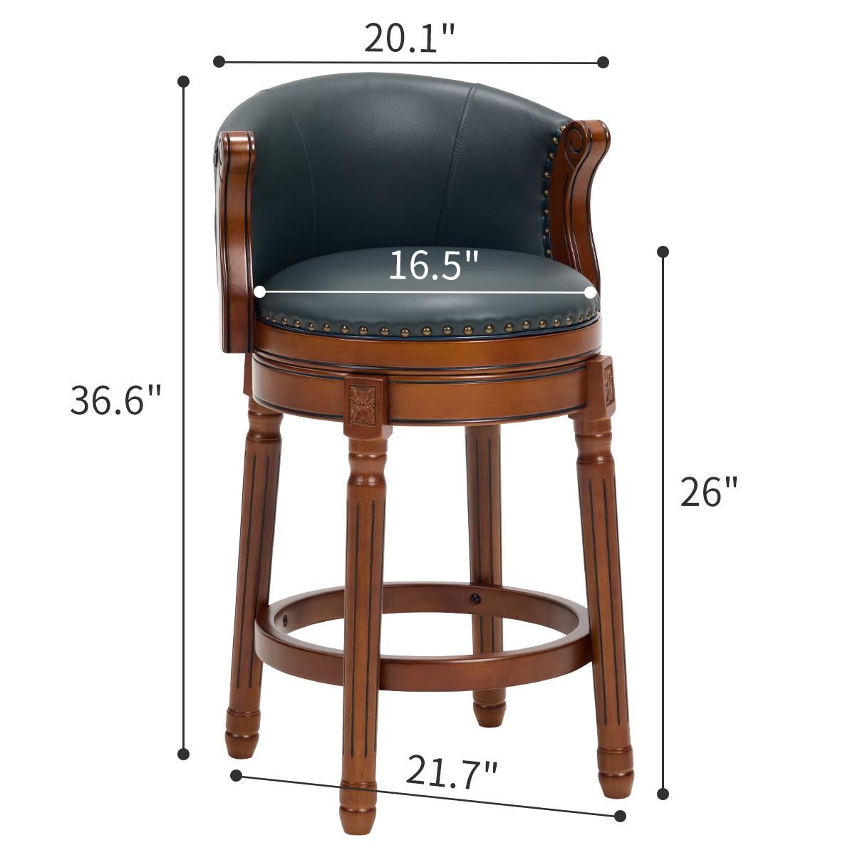 牛革製バースツール、高さ26インチ、木製フレーム、360度回 - Home Bar Stools のレビューと価格