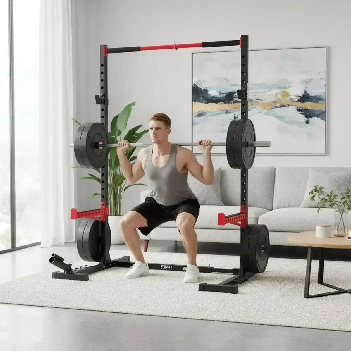 調整可能なホームジムスクワットラック、懸垂バー付き、頑丈なス - Home Bar And Gym のレビューと価格