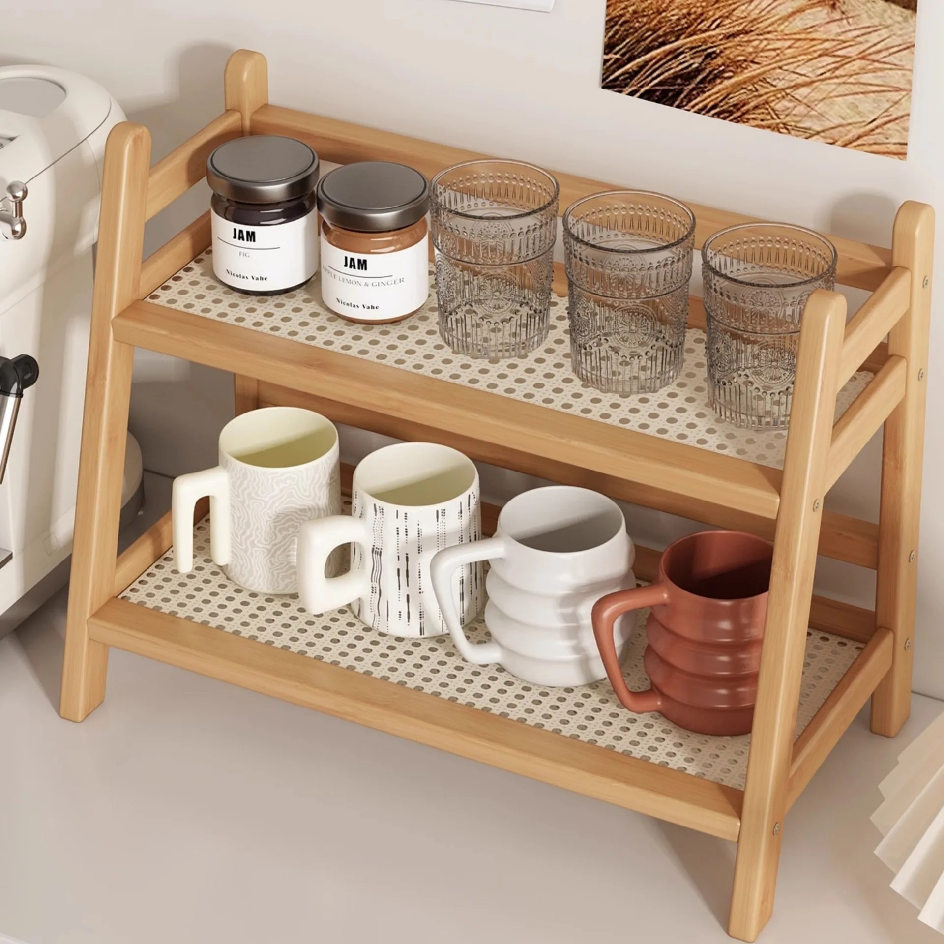 1PC ライトブラウン竹製多用途キッチン棚カウンタートップス - Home Bar Shelves のレビューと価格