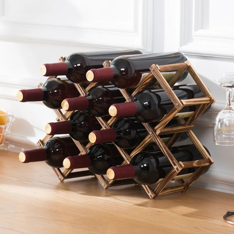 積み重ね可能なワイン収納棚 3、5、6、10 ボトル木製ワイ - Home Bar Setup のレビューと価格