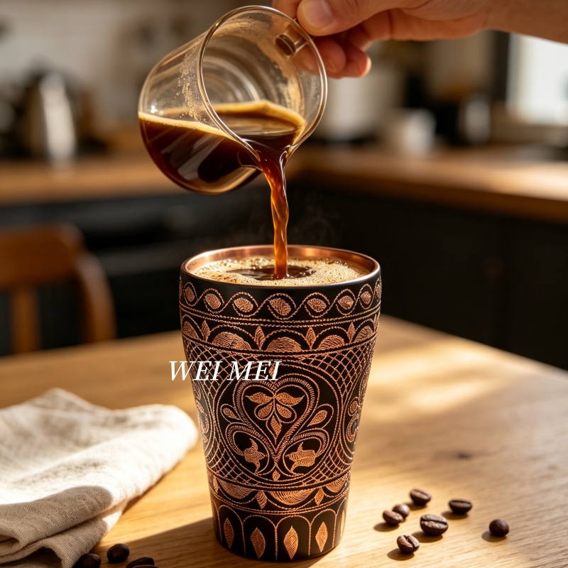 手作りの銅製朝食コーヒーカップ、パターンランダムユニークな友 - Mule Copper Mug のレビューと価格