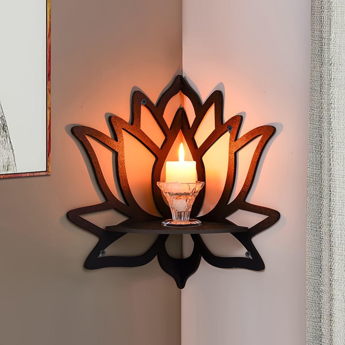 蓮の花の形をしたフローティングシェルフ、中空フラワーウォール - Home Bar Shelves のレビューと価格
