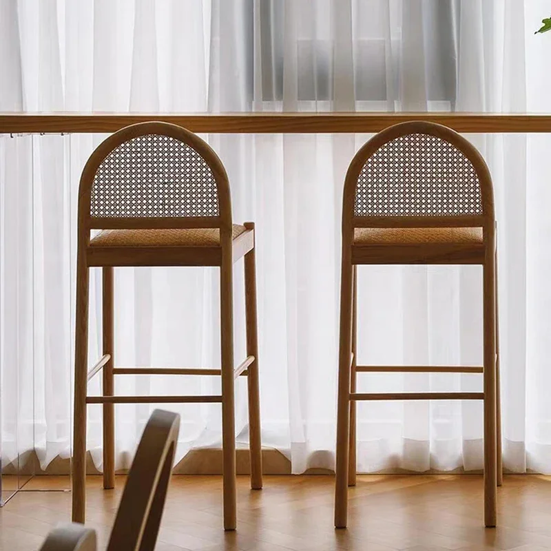 無垢材籐キッチンバーチェアアームチェアデザインサロンチェアハ - Home Bar Stools のレビューと価格